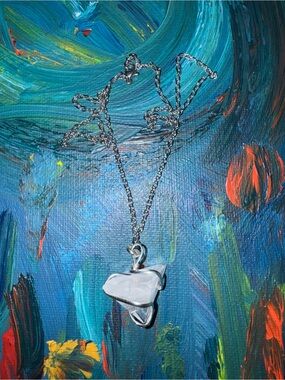 Apophyllite Crystal Pendant Necklace - Hand Wrap with Stainless Steel 20” Chain